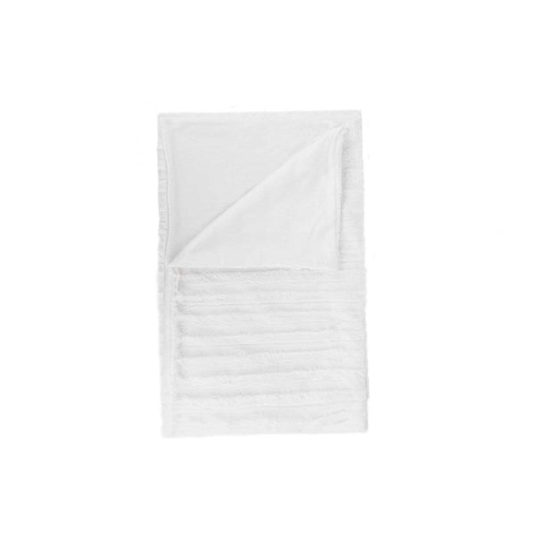 Throws Quilted Throw - 50" x 70" x 2" Off White, Faux Fur - Throw HomeRoots