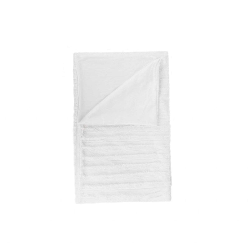 Throws Quilted Throw - 50" x 70" x 2" Off White, Faux Fur - Throw HomeRoots