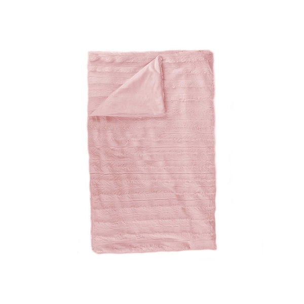 Throws Quilted Throw - 50" x 70" x 2" Rose, Faux Fur - Throw HomeRoots
