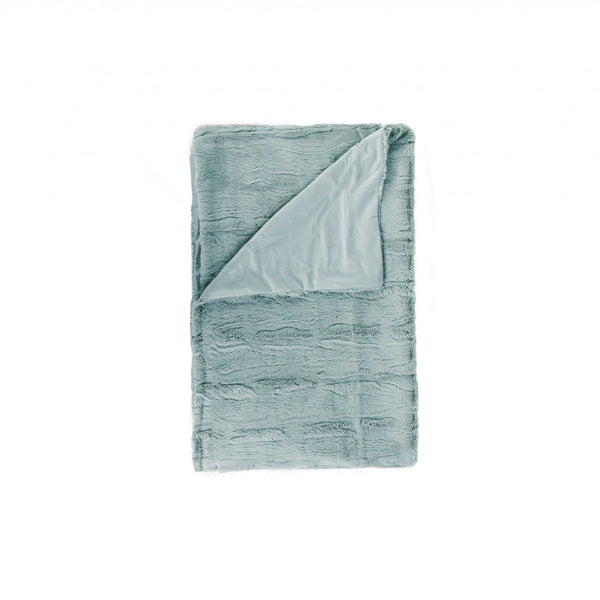 Throws Quilted Throw - 50" x 70" x 2" Seagrass, Faux Fur - Throw HomeRoots