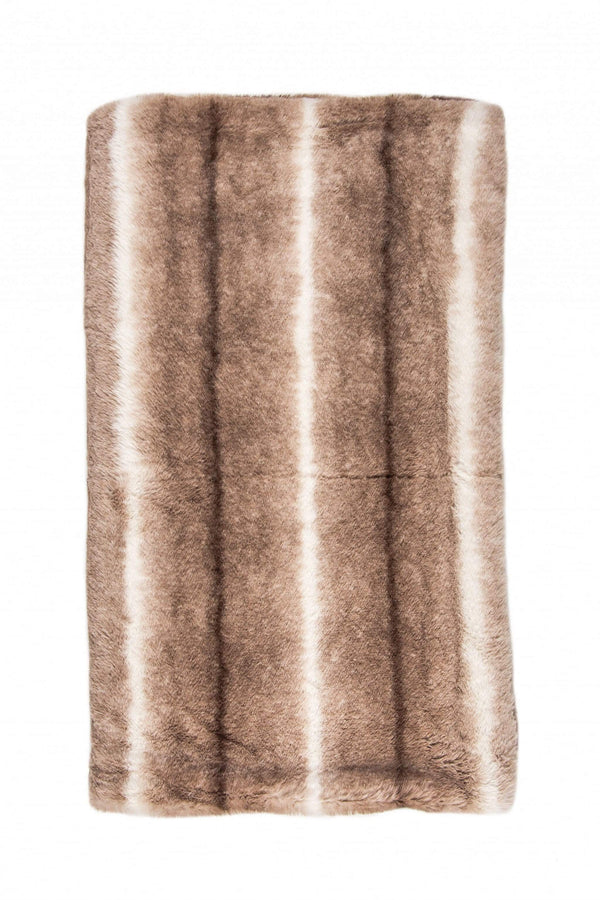 Throws Quilted Throw - 50" x 70" x 2" Taupe, Faux Fur - Throw HomeRoots