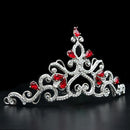 Tiara Crown LO2109 Imitation Rhodium Brass Tiaras & Hair Clip with Crystal in Ruby