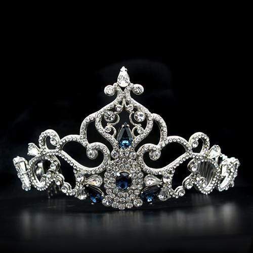 Tiara Crown LO2110 Imitation Rhodium Brass Tiaras & Hair Clip with Crystal