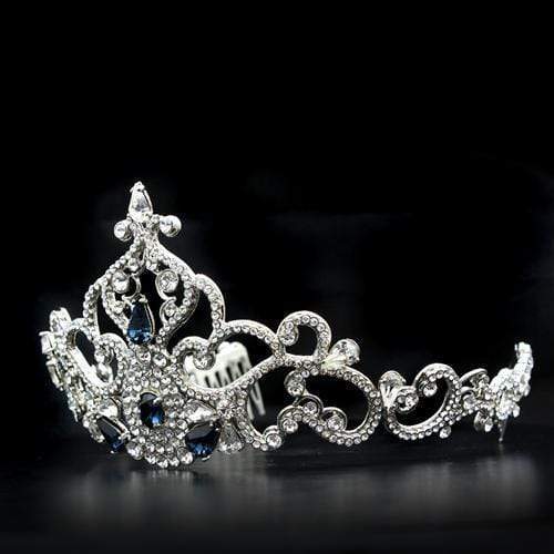 Tiara Crown LO2110 Imitation Rhodium Brass Tiaras & Hair Clip with Crystal