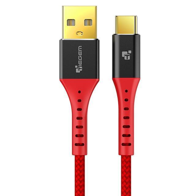 TIEGEM 3.1 USB Type C Cable Nylon Fast Charging USB Type-C USB-C Data Sync Charger Cable for Oneplus 2 Zuk Z2 NEXUS 5X 6P XiaoMi-China-Red-1m-JadeMoghul Inc.