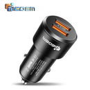 TIEGEM Dual USB Car Charger Quick Charge 2.0 3.0 Mobile Phone USB Car charger for iPhone 7 8 X Samsung Xiaomi Car Phone Charger-China-Black-JadeMoghul Inc.