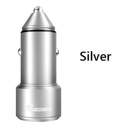 TIEGEM Dual USB Car Charger Quick Charge 2.0 3.0 Mobile Phone USB Car charger for iPhone 7 8 X Samsung Xiaomi Car Phone Charger-China-Silver-JadeMoghul Inc.