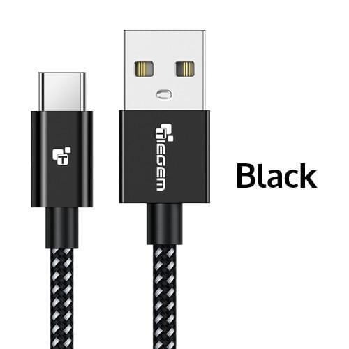 Tiegem USB Type C Cable Fast Charging 2A USB 3.1 USB C cable Data Cable USB Type-C charge cable for Samsung S8 Xiaomi Huawei LG-China-Black-1m-JadeMoghul Inc.