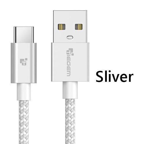 Tiegem USB Type C Cable Fast Charging 2A USB 3.1 USB C cable Data Cable USB Type-C charge cable for Samsung S8 Xiaomi Huawei LG-China-Sliver-1m-JadeMoghul Inc.