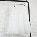 TingYiLi Tulle Skirts Womens Black Gray White Adult Tulle Skirt Elastic High Waist Pleated Midi Skirt 2016-White-One Size-JadeMoghul Inc.