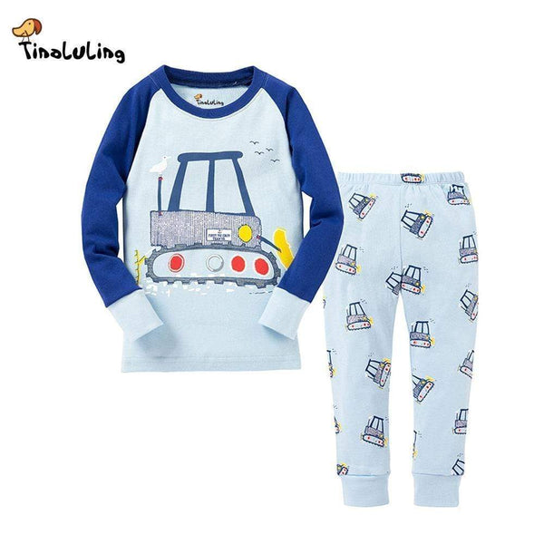 TINOLULING Kids Cars Pajamas Full Sleeve Pyjamas Boys Truck Pijamas Baby Cotton Sleepwear Children Top+Pants 2pcs Clothing