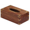 Wooden Tissue Box Cover With Decorative Brass Work, Brown