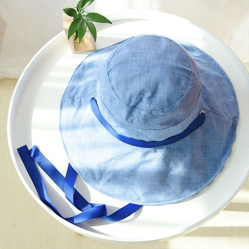 Women Stripes Pattern Two-side Reversible Cotton Bucket Sun Hat