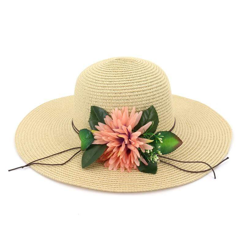 Women Sweet Big Flower Decoration Straw Hat