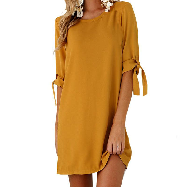 TIY Clothing New Summer Sexy Woman Solid Color Chiffon Cozy Loose Dress TIY