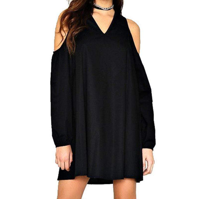TIY Clothing New Summer Sexy Woman Strapless Hollow Solid Color Loose Dress TIY
