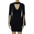 TIY Clothing New Summer Woman Deep V-Neck Solid Color Flare Sleeve Dress TIY