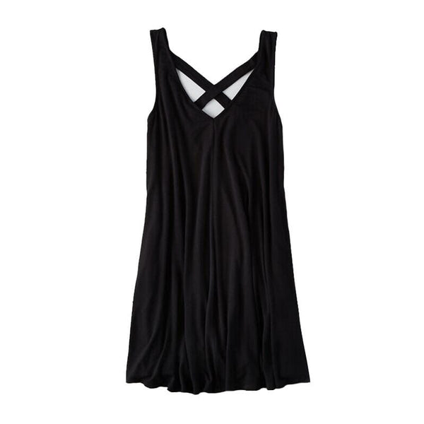 TIY Clothing New Summer Woman Simple Style Solid Color Loose Sling Dress TIY