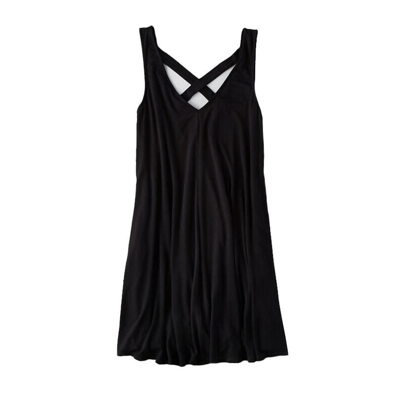 TIY Clothing New Summer Woman Simple Style Solid Color Loose Sling Dress TIY