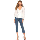 TIY Clothing Office Lady V Neck Long-sleeve Solid Color Double-breasted Blouse TIY