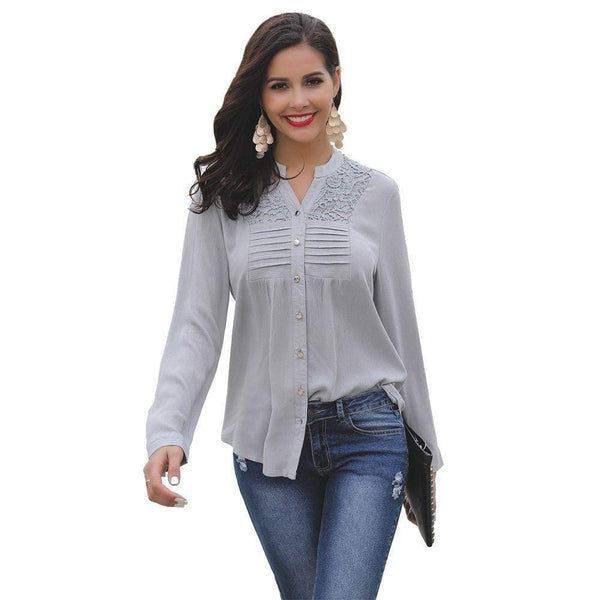 TIY Clothing Officelady Solid Color Long-sleeve Buttoned Blouse TIY