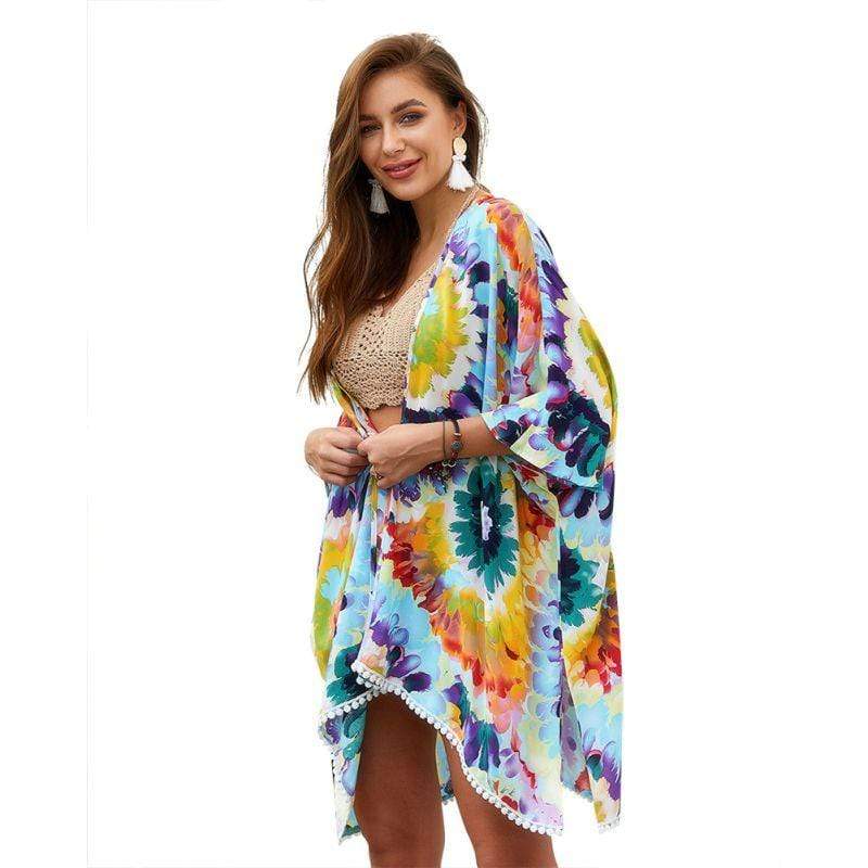 TIY Clothing Original Design Women Bohemian Floral Print Cover Ups TIY