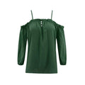 TIY Clothing Plain Color Off-shoulder Spaghetti Strap Long-sleeve Casual T-shirt TIY