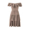 TIY Clothing Plain Color Ruffled Off-shoulder Design Women Mini Dress TIY