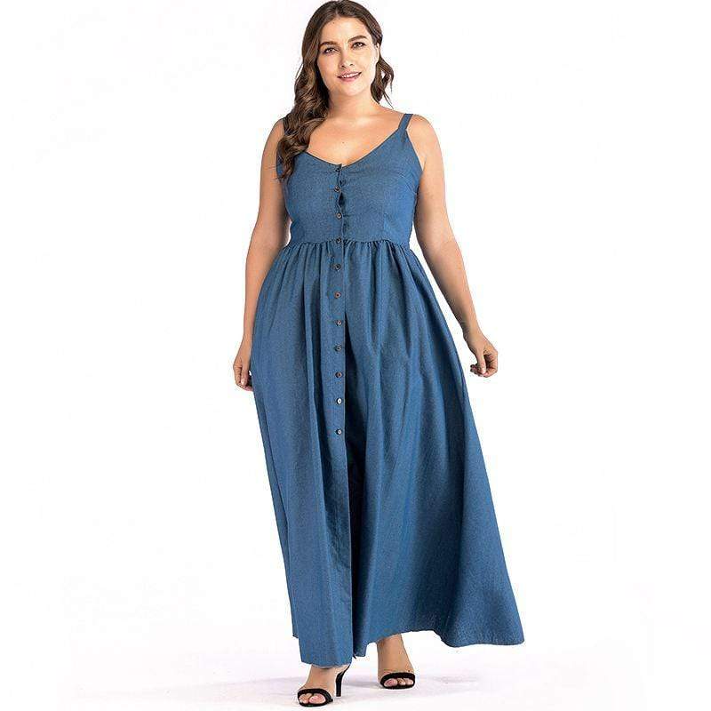 TIY Clothing Plump Lady Plus Size Clothing Solid Color Long Length Side Slit Slip Dress TIY
