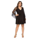 TIY Clothing Plus Size Solid Color Lace Patchwork Flare Sleeve Swing Dress TIY