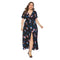 TIY Clothing Plus Size Women Bohemian Style Floral Print Maxi Wrap Dress TIY