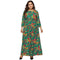 TIY Clothing Plus Size Women Fashion Floral Print Long Sleeves Defined Waist Slimming Dress TIY