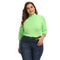 TIY Clothing Plus Size Women Mock Neck Seven-Quarter Sleeve Solid Color Tee TIY