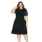 TIY Clothing Plus Size Women Solid Color Hollow Out Lace Short-sleeve Casual Dress TIY