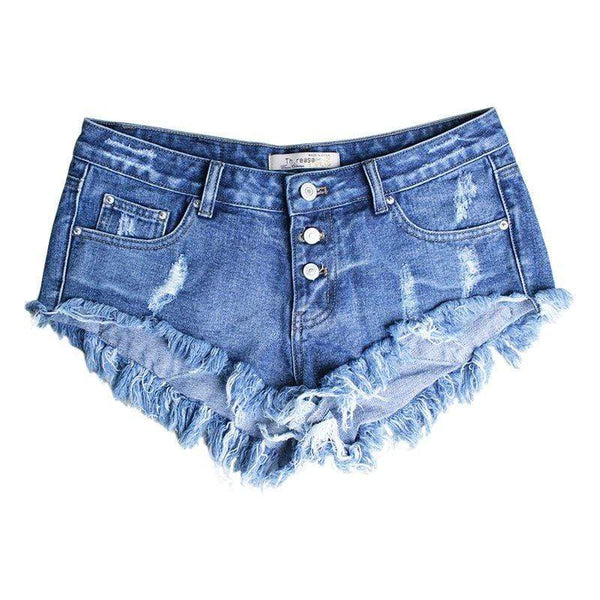 TIY Clothing Popular Design Ripped Irregular Tassel Low Waisted Jean Shorts TIY