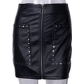 TIY Clothing Punk Style Fashion Zipper Decorative Rivet Design PU Skirt TIY