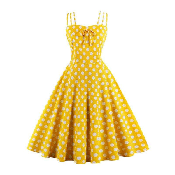 TIY Clothing Ribbon Bowknot Three Shoulder Girdles Polka Dots Sling Long One Piece Women Night Dress In Latest Dress Designs TIY