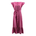 TIY Clothing Ruffled Cap Sleeve Women Solid Color Buttoned Flouncing Maxi Dress TIY