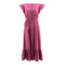 TIY Clothing Ruffled Cap Sleeve Women Solid Color Buttoned Flouncing Maxi Dress TIY