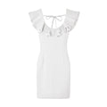 TIY Clothing Sexy Backless Design Solid Color Flouncing Neckline Women Tight Dress TIY