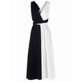 TIY Clothing Sexy Cut-out Color Blocking Design Women Halter Neck Maxi Dress TIY