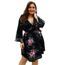 TIY Clothing Sexy Deep V Neck Three-quarter Sleeves Floral Pattern Dress TIY