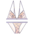 TIY Clothing Sexy French Style Women Embroidery Design Wireless Triangle Bra Set TIY