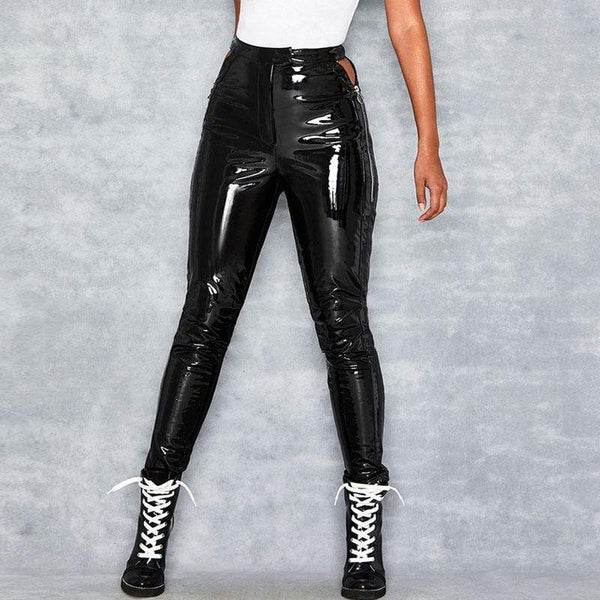 TIY Clothing Sexy Lady Good Quality Solid Color PU Tight Pants TIY