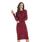 TIY Clothing Sexy Lady Solid Color Button Design Round Neck Tight Dress TIY
