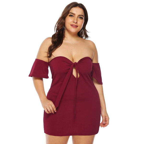 TIY Clothing Sexy Lady Solid Color Off-shoulder Knotted Design Dress TIY