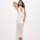 TIY Clothing Sexy Lady Unique Sweetheart Pattern New Design Solid Color Lace Long Cocktail Dress TIY