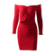 TIY Clothing Sexy Off-the-shoulder Long-sleeve Creased Women Tight Dress TIY