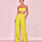 TIY Clothing Sexy Solid Color Strap Crop Top Casual Wide-leg Pants Set TIY