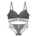 TIY Clothing Sexy Solid Color Thin Sponge Wireless Plunge Bra Brief Set TIY